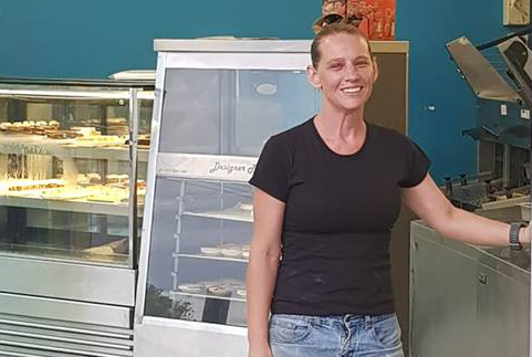 Belinda Gillam at Busy B'z Bakery, Moore Park Beach.