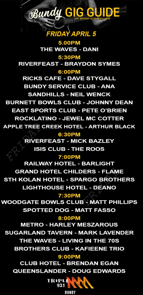 Spargo Brothers Bundy Gig Guide