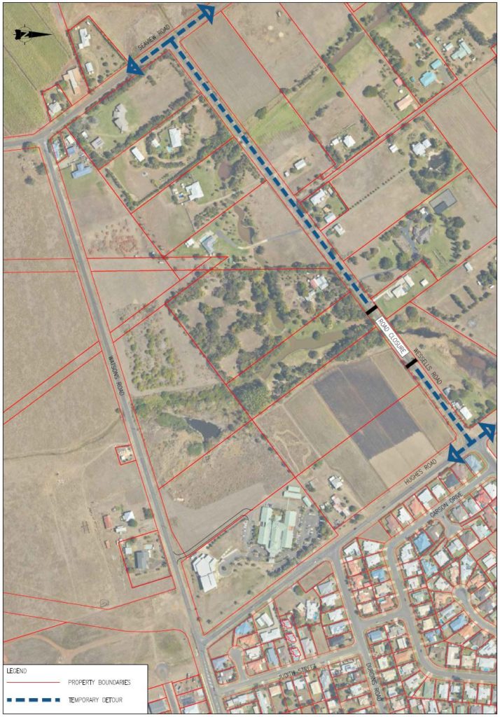 The Detour Layout Plan for the Wessells Road closure as part of the Hughes Road extension project, north-south link.