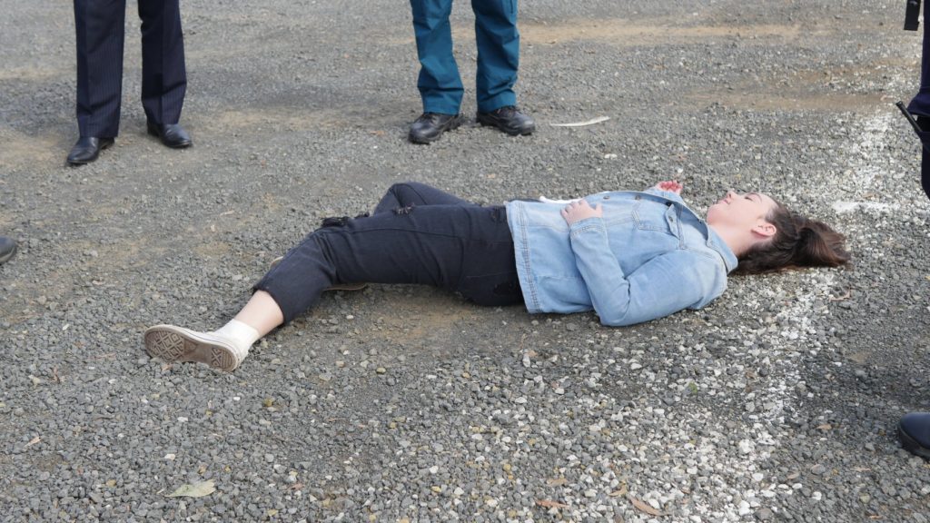 St. Luke's Anglican School students participating in the docudrama about dangerous driving.