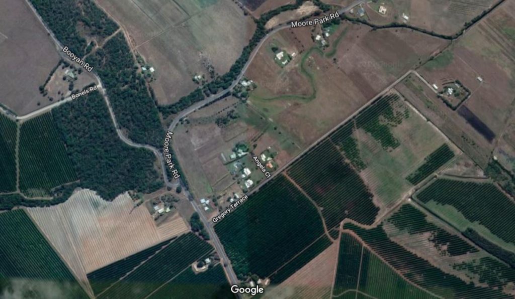 Moore Park Road, near the Booyan Road intersection, Welcome Creek.
