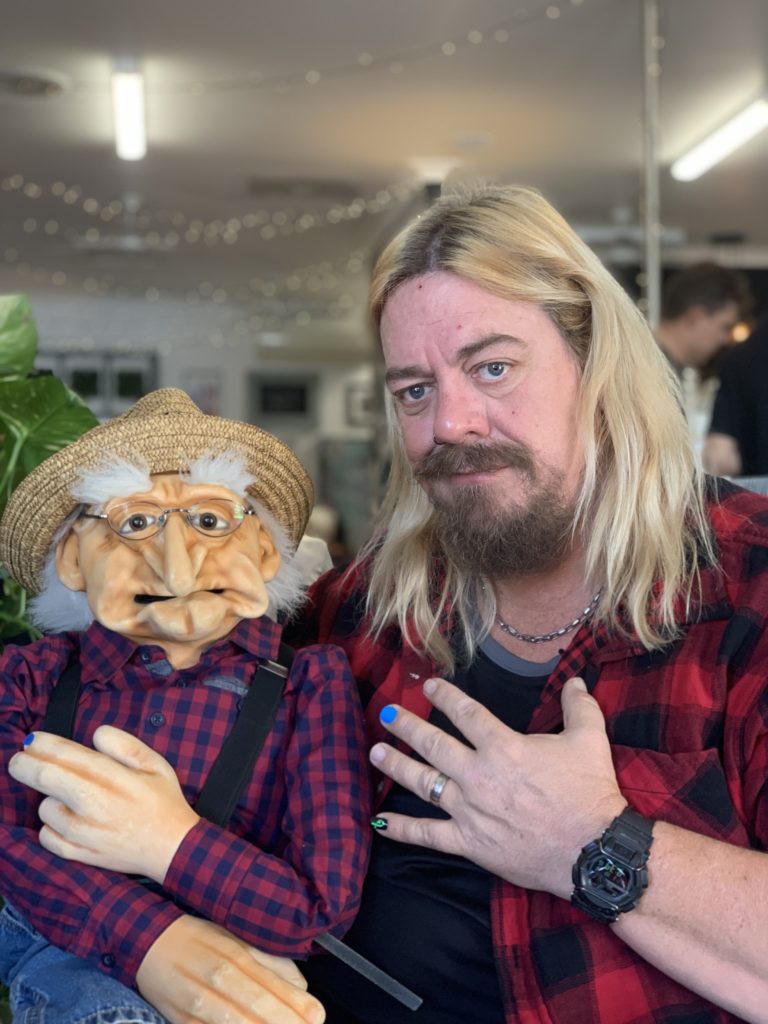 Ken Venus with Shamus at the Oodies fundraiser event last month.