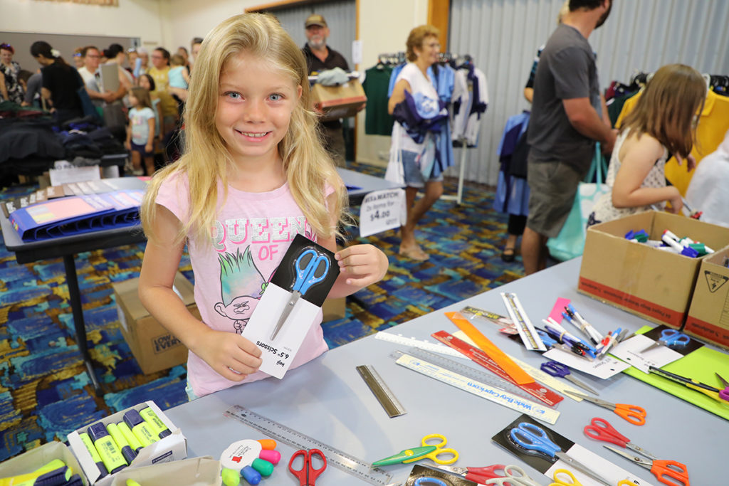 Elouise Ramage looking for stationary at the School Savvy Program.