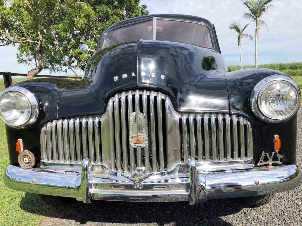 The “waterfall grille”, a beautiful chromed focal point of the FX Holden.