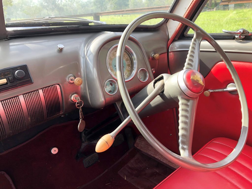 “Three on the tree”! The manual column shift which provided three forward gears and one reverse gear. The configuration would have today’s younger drivers scratching their heads.