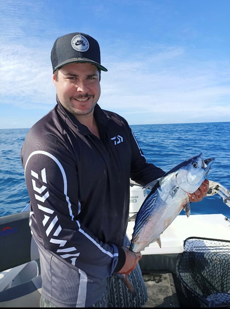 Dale Rockall with the tuna he caught at Burnett Heads recently.