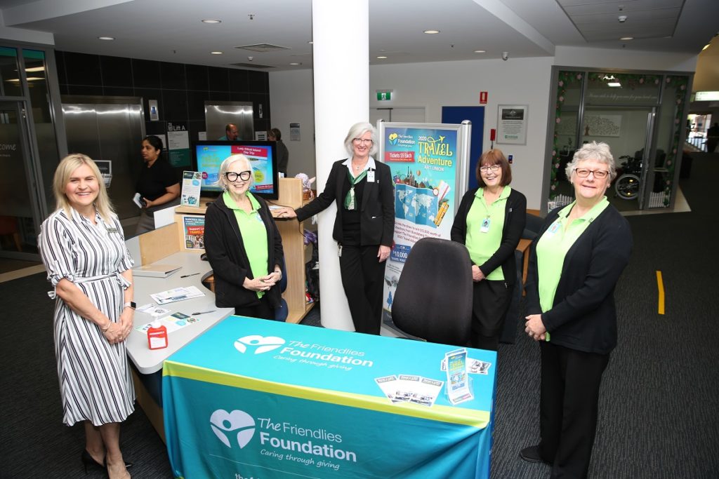 Community Services portfolio spokesperson Cr Tracey McPhee and Foundation and Volunteer Co-ordinator Maria Ebert along with Volunteers at Bundaberg Friendly Society Private Hospital Hospital.