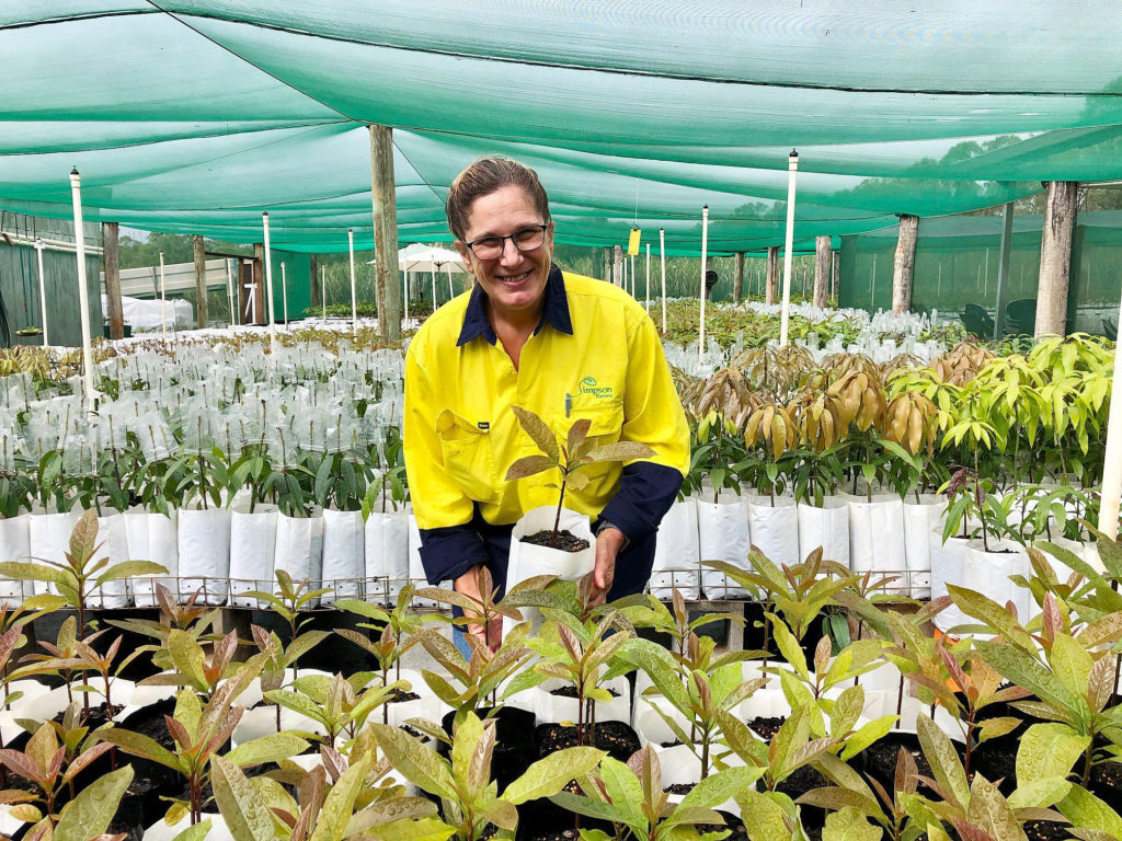 Simpson Farms Nursery Manager Sonia Furlonger at work in the greenhouse.
