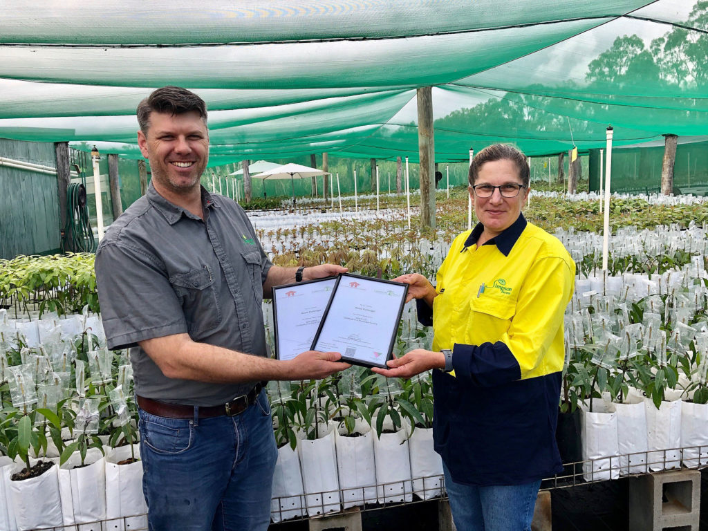 Sonia Furlonger pictured with Simpson Farms Executive Director Simon Grabbe following the presentation of her dual certificates.