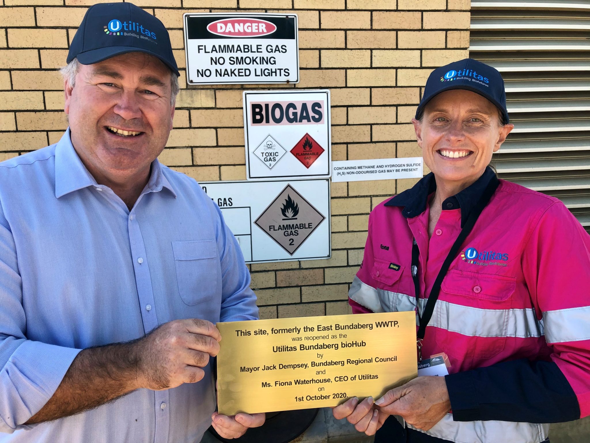 Mayor Jack Dempsey and Utilitas Group CEO Fiona Waterhouse at the bioHub opening today.
