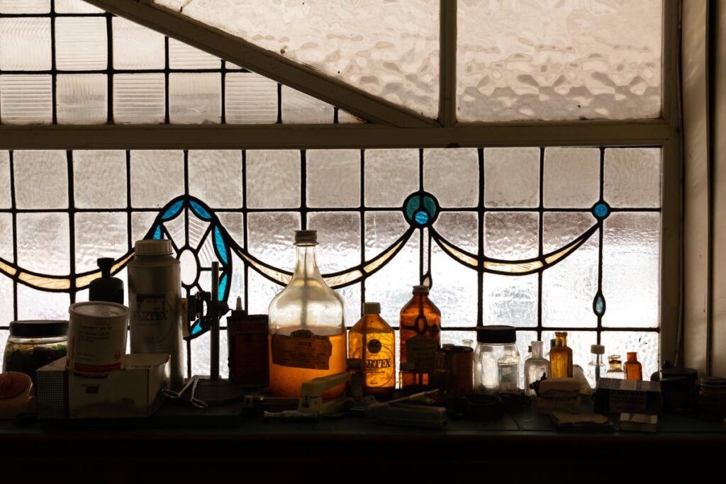 old pharmacy bottles