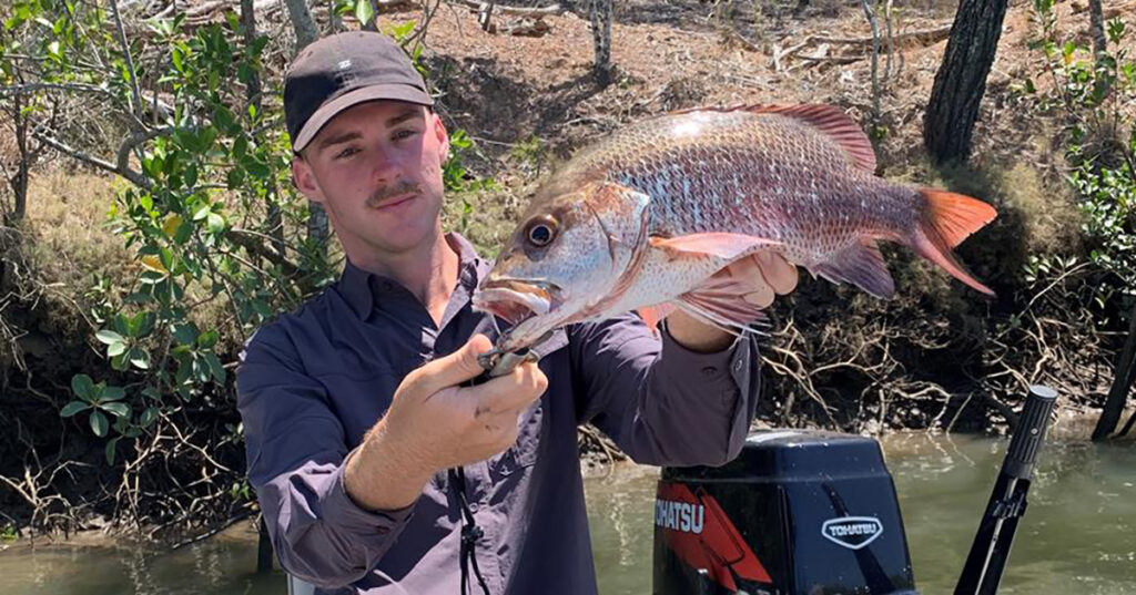 Daniel Duncan with a 44cm jack caught in the Kolan on live bait,