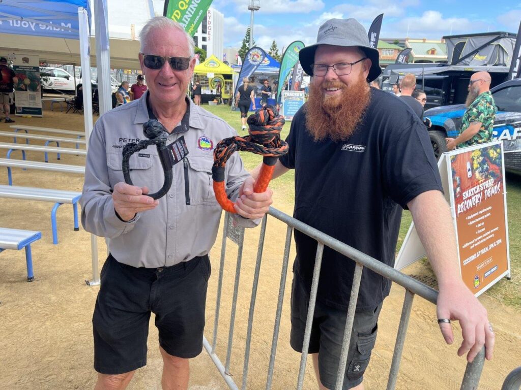 4WDQLD trainer Peter Copland with some of the recovery gear available at the show