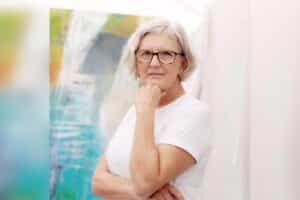 Kym Barrett contemplate