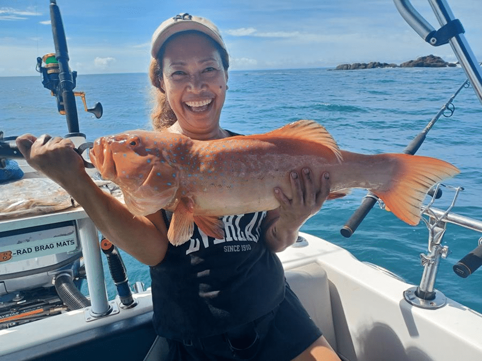 Reylinda with a cracking 68cm coral trout