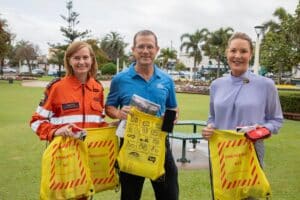 Spreading the Get Ready message: SES representative Annette Farrar, Bundaberg Regional Council Disaster Management Officer David Batt and Mayor Helen Blackburn