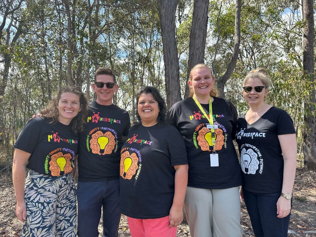 Dr Michelle Vanderburg pictured middle with other Makerspace collaborators including social innovators Sara Brown (left) and Steve Williams (second left)