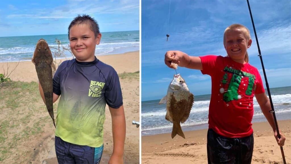 Junior fishing enthusiasts Jayden and Connor Brown
