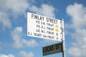 Streets of Remembrance sign, Finlay Street, Kepnock