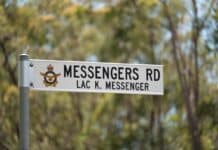 Messengers Road Bullyard Streets of Remembrance sign
