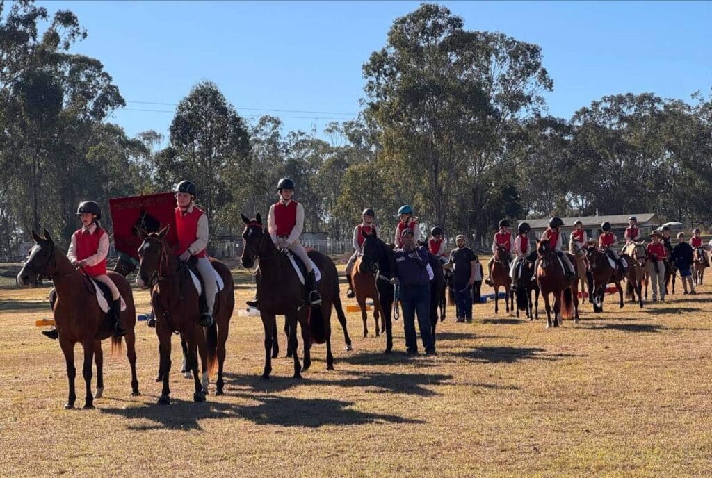 Riders line up to take part in the Gin Gin Pony Club gymkhana.