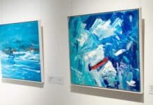 Artwork from the Antarctic Reflections exhibition, now on display in the foyer of the Moncrieff Entertainment Centre.