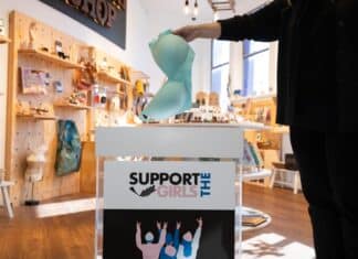 support the girls donation box at gallery