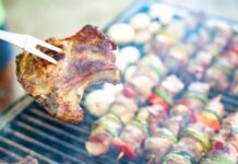 Food on a barbecue
