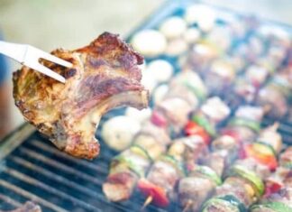 Food on a barbecue