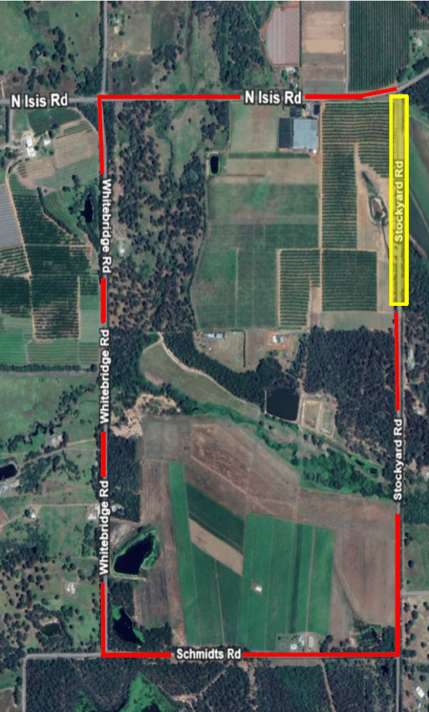 road repairs and pipe installation on Stockyard Road, North Isis as marked in yellow on the map.