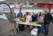 Community donation sows seeds of support Mayor Helen Blackburn and Councillor Steve Cooper with Bundaberg Organic Gardeners.