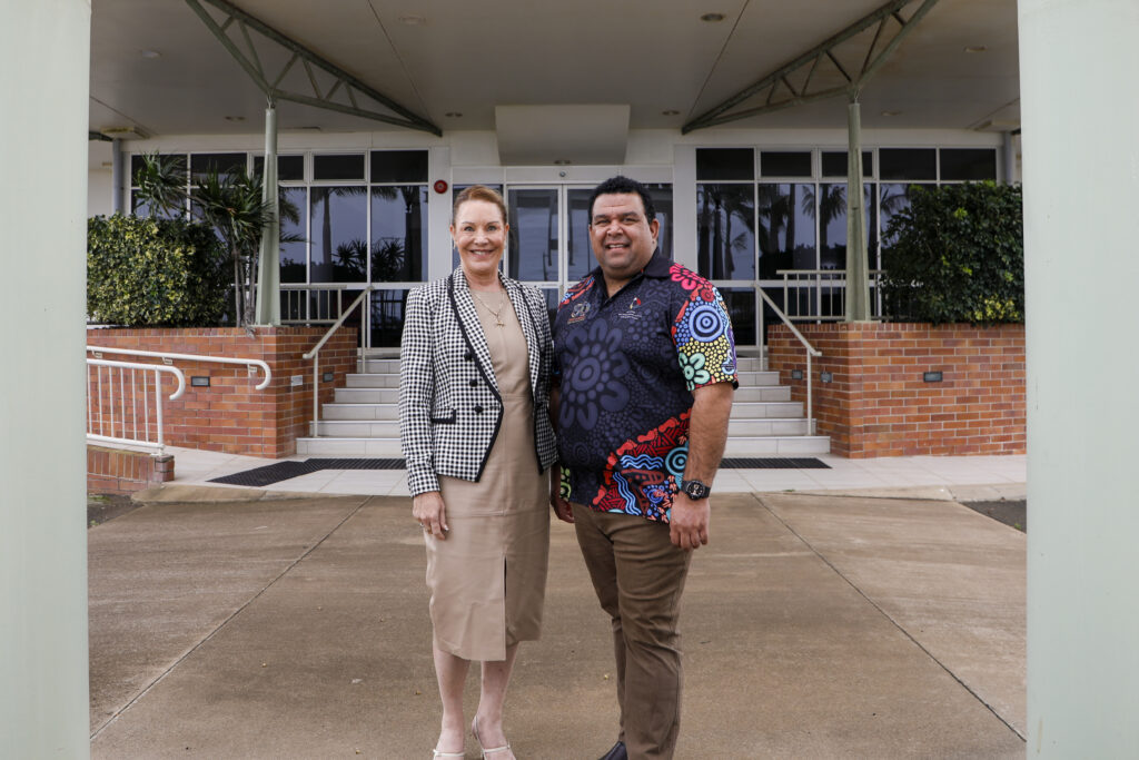 Mayor Helen Blackburn and FNBGGGTB Group CEO Matthew Cooke at 160 Hughes Road, Bargara.