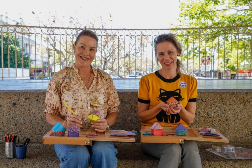 Doorways & Origami House Making - Mayor Helen Blackburn and Larissa Dabrowski