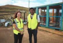 Bundaberg Regional Council Branch Manager, Waste and Recycling Services Kerry Dalton with CQUniversity PhD candidate Nadun Bulathge.