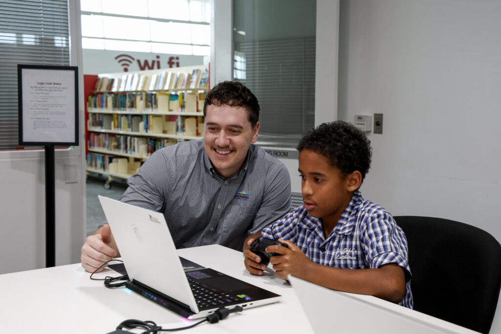 Bundaberg Library Digital Skills Youth Lab - Koby Lister and Isaac O'Brien.