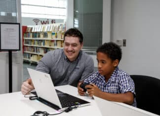Digital Skills Youth Lab turns screen time into skill building Bundaberg Library Digital Skills Youth Lab - Koby Lister and Isaac O'Brien.