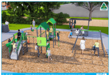 Basketball court, playground part of park refresh Wallaville Park upgrade render image 1.